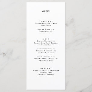 Classic Formal Black White Wedding Dinner Menu