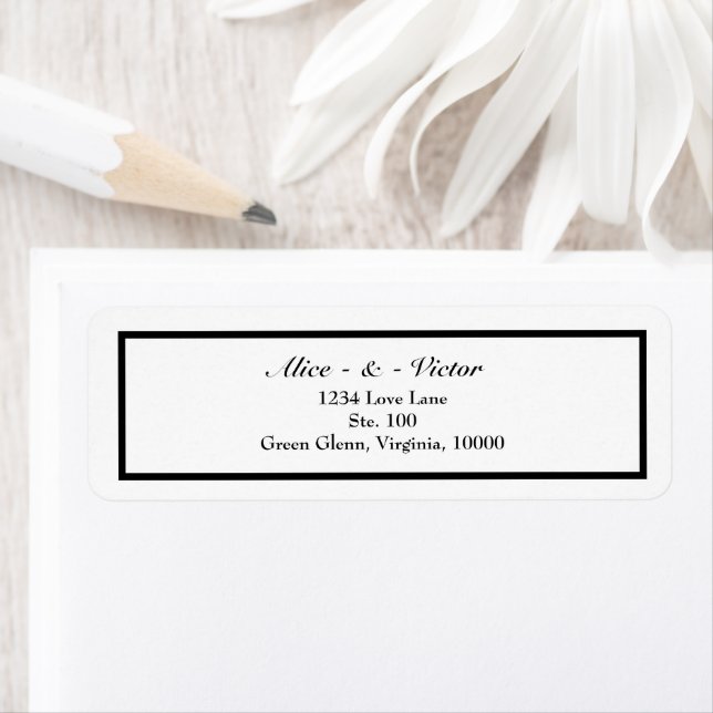 Classic Formal Black White Wedding Return Address Label (Insitu)