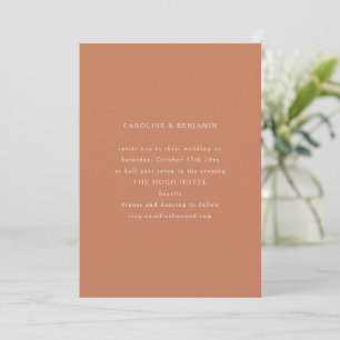 Classic Formal Copper Brown Minimalist Wedding Invitation