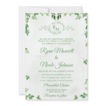 Classic Formal Floral Green Monogram wedding