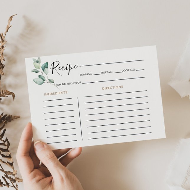 Classic Formal Green Bridal Shower Recipe Card (Creator Uploaded)