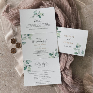 Classic Formal Green Leaves Trifold Wedding 