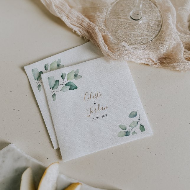 Classic Formal Green Leaves Wedding Napkins (Creator Uploaded)