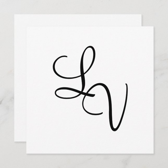 Classic Formal Monogram Black and White  Save The Date (Front/Back)