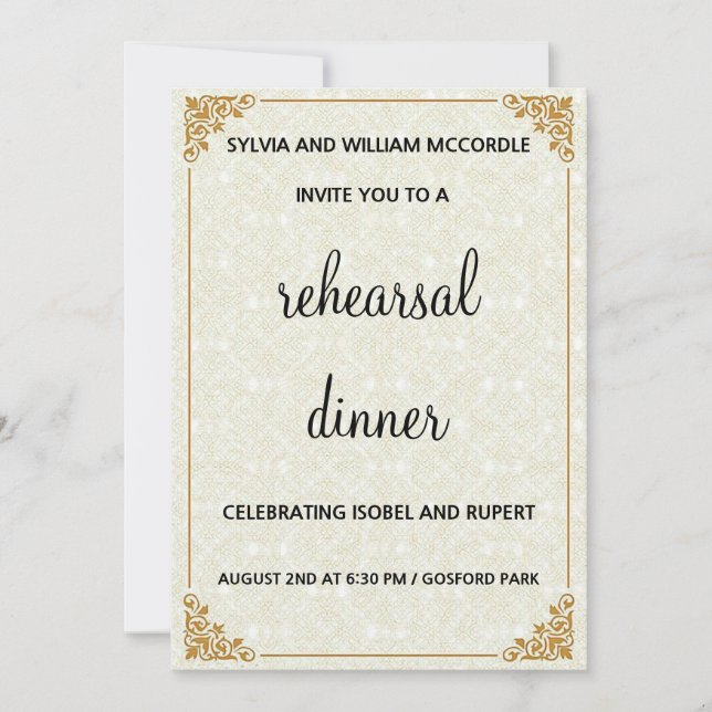 CLASSIC FORMAL REHEARSAL DINNER INVITE (Front)