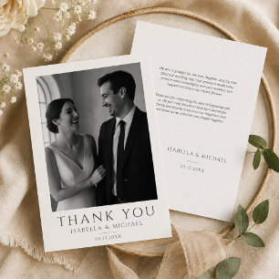 Classic Formal Wedding Photo Card With Message