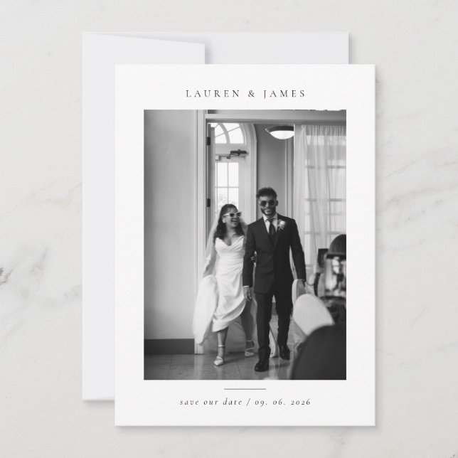 Classic Formal Wedding Photo Save the Date (Front)