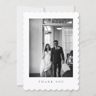 Classic Formal Wedding Photo Scalloped Thank You Card
