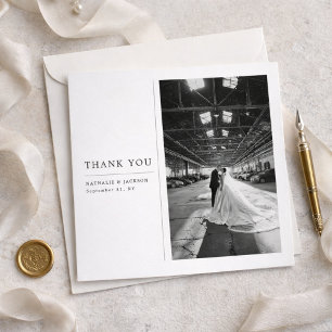 Classic Formal Wedding Photo Square Thank You Card