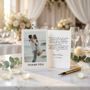 Classic Formal Wedding Photo Thank You Card