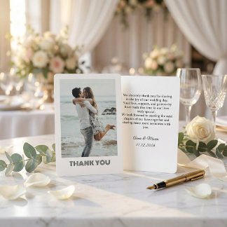 Classic Formal Wedding Photo Thank You Card