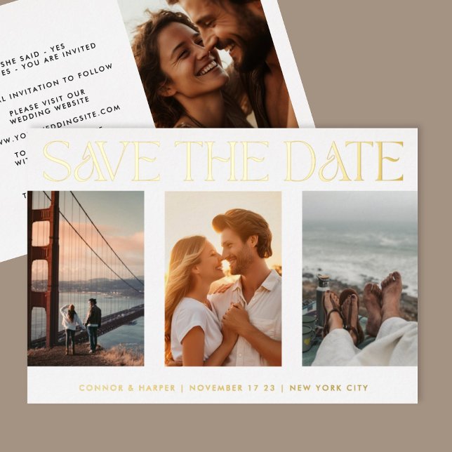 Classic Four Multi Photo Save The Date Gold (Creator Uploaded)