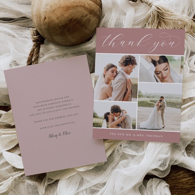 Classic Four | Multi Photo Wedding Flat Thank You Card (Creator Uploaded)