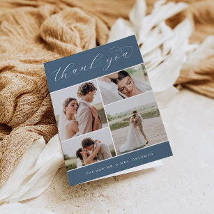 Classic Four   Multi Photo Wedding Folded Thank You Card