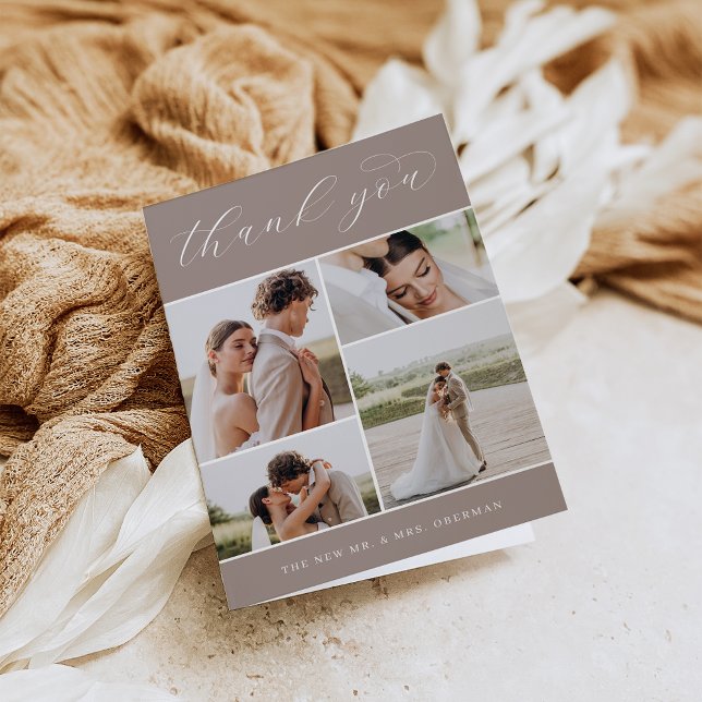 Classic Four | Multi Photo Wedding Folded Thank You Card (Creator Uploaded)