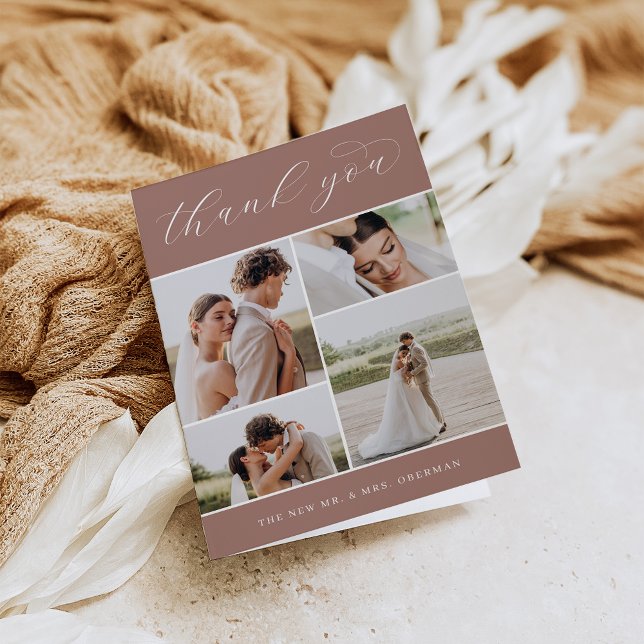 Classic Four | Multi Photo Wedding Folded Thank You Card (Creator Uploaded)