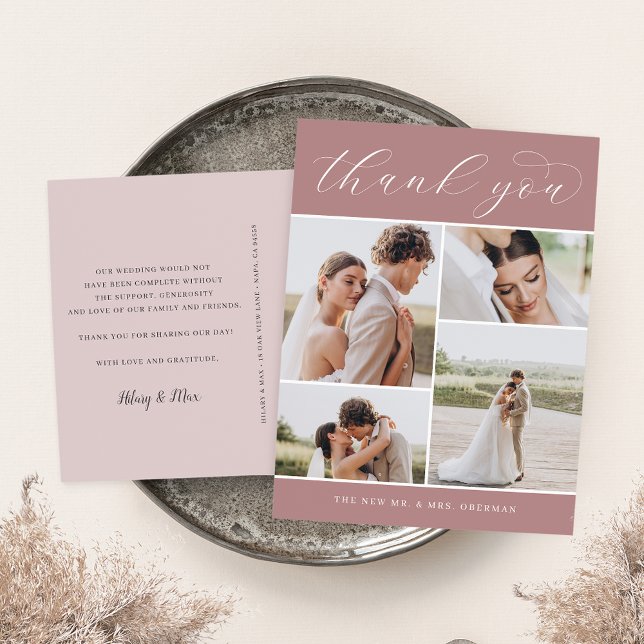 Classic Four | Multi Photo Wedding Thank You Postcard (Creator Uploaded)
