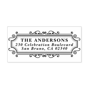 Classic Frame Custom Family Name & Return Address Rubber Stamp