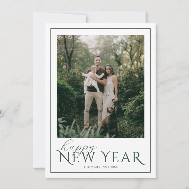 Classic Frame New Year Photo Holiday Card (Front)