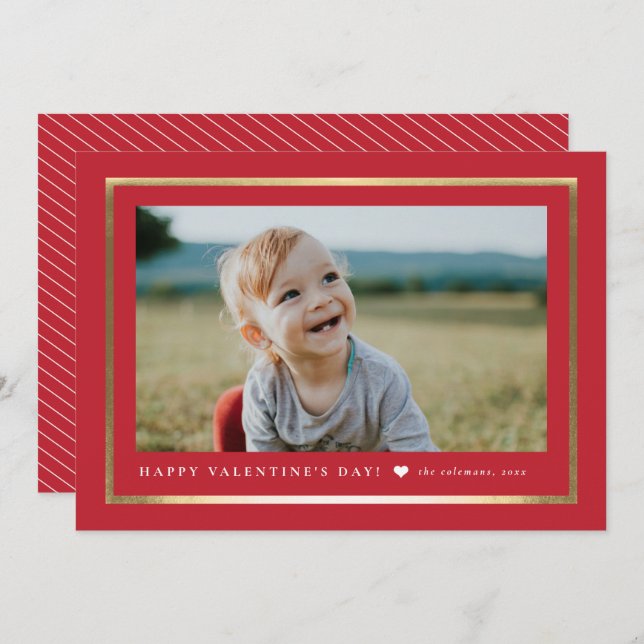 Classic Frame Portrait Photo Valentine's Day Card (Front/Back)