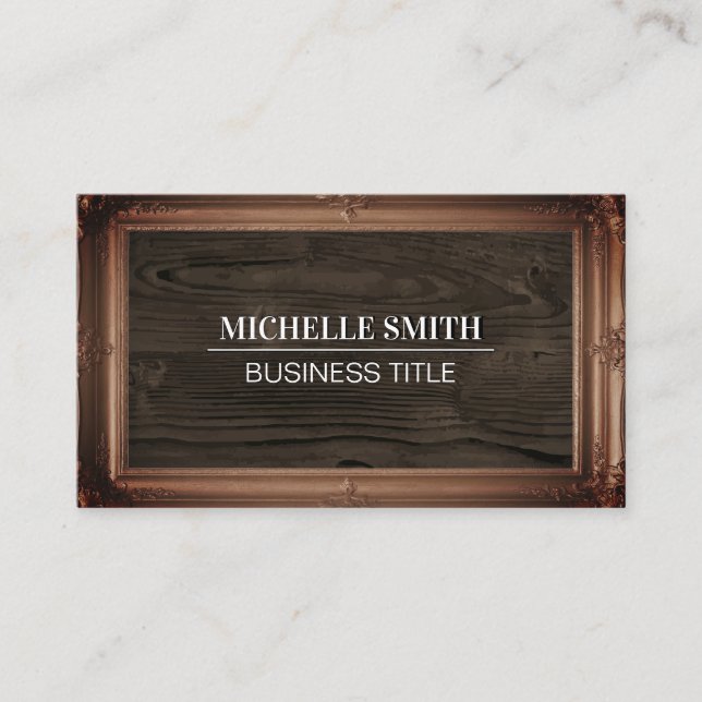 Classic Frame | Wood Grain | Vintage Business Card (Front)