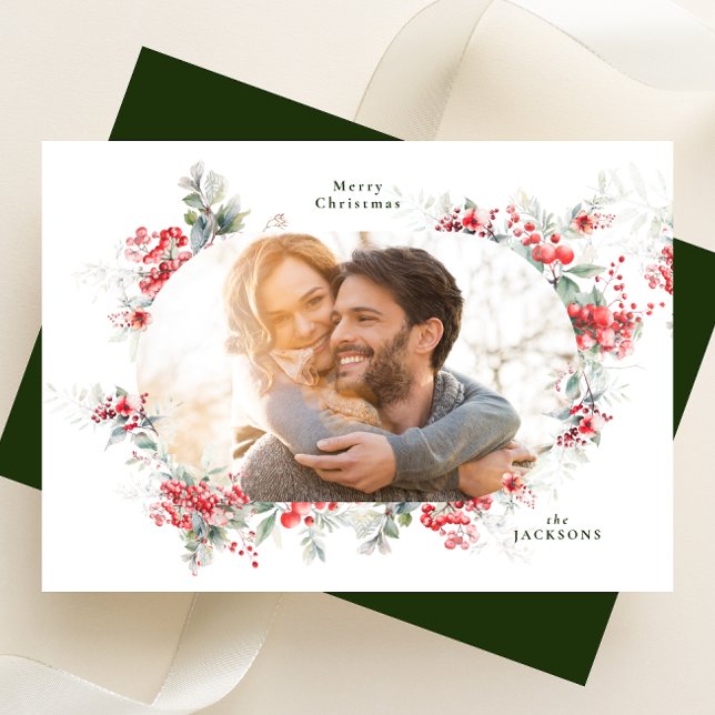 classic frame wreaths photo christmas holiday card (Creator Uploaded)