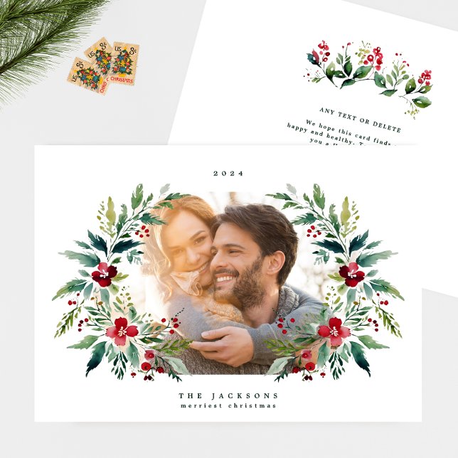 classic frame wreaths photo christmas holiday card (Creator Uploaded)