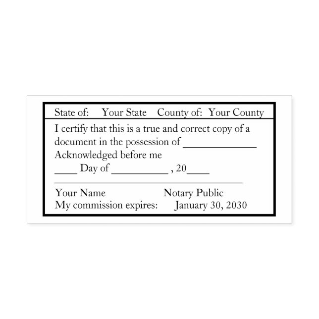 Classic Framed Notary Public Copy Stamp (Design)