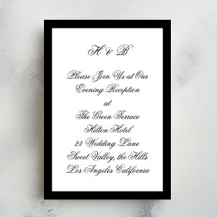 Classic Framed Script Black White Reception Enclosure Card