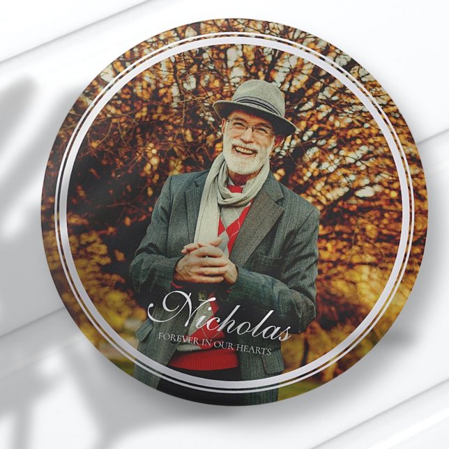 Classic Frames Simple Photo Funeral Memorial 6 Cm Round Badge (Creator Uploaded)