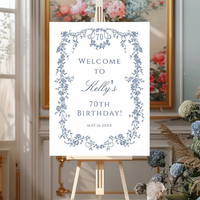 Classic French Blue 70th Birthday Party Welcome  Poster (Creator Uploaded)