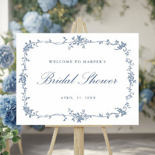 Classic French Blue Bridal Shower Welcome Sign