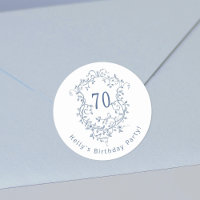 Classic French Blue Floral Crest 70th Birthday 