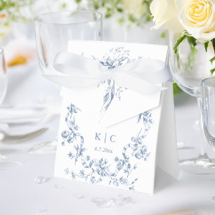 Classic French Blue Flowers & Ribbons Wedding Favour Box