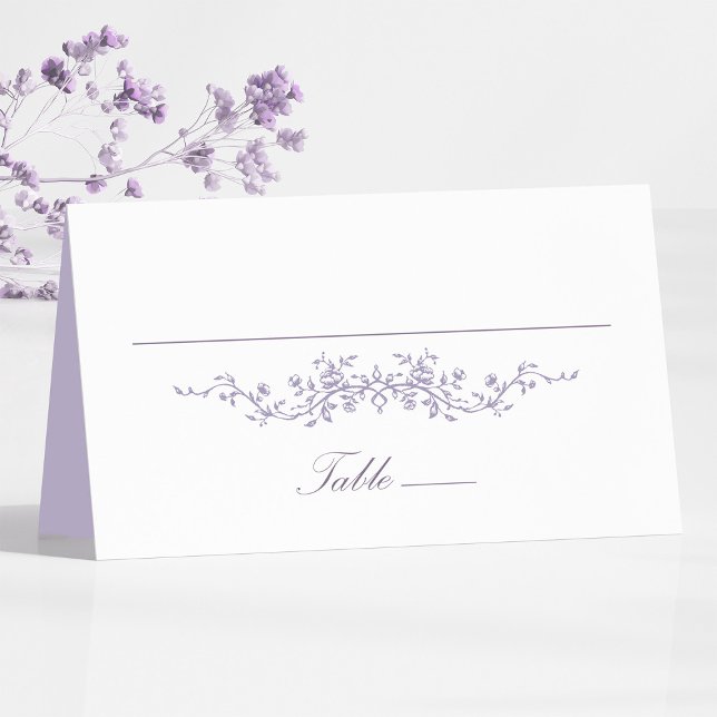 Classic French Lavender Floral Wedding Place Card (Front)