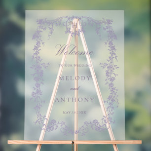 Classic French Lavender Floral Wedding Welcome  Acrylic Sign