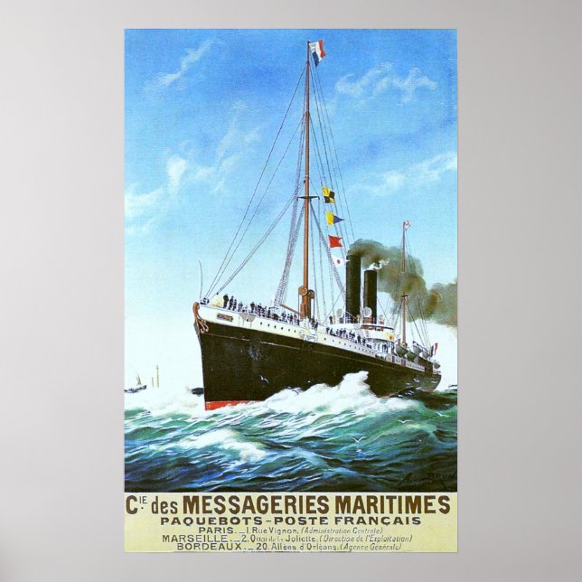 CLASSIC FRENCH MERCHANT STEAMER POSTER (Front)