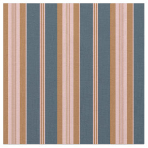 Classic French Navy Brown Pink Ticking Stripe Fabric