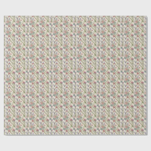 Classic French Rose & Lavender Floral Pattern Art Wrapping Paper