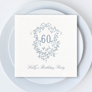 Classic French Victorian Blue 60th Birthday Party Napkin