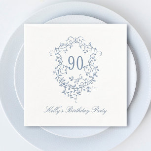 Classic French Victorian Blue 90th Birthday Party Napkin