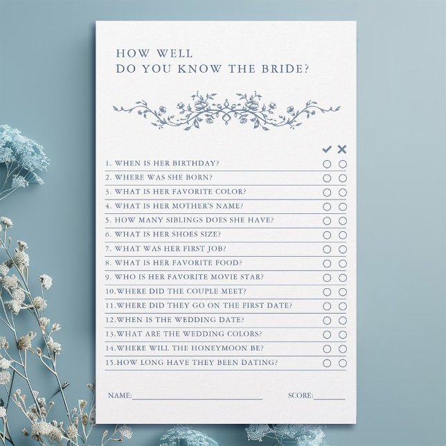 Classic French Victorian Blue Bridal Shower Game  (Creator Uploaded)