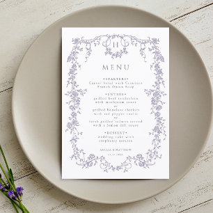 Classic French Victorian Lavender Frame Wedding Menu