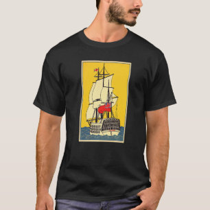 Classic Frigate Sail Ship Cannons Sails Old Canadi T-Shirt