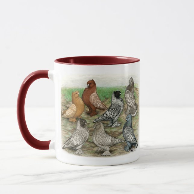 Classic Frill Pigeons Laced Blondinettes Mug (Left)