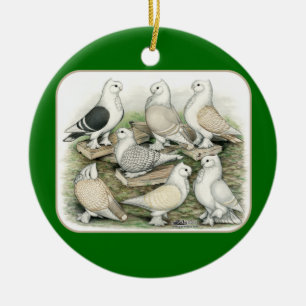 Classic Frill Pigeons Satinettes Ceramic Tree Decoration