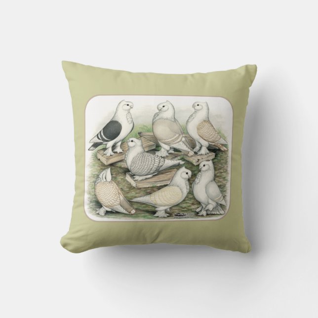 Classic Frill Pigeons Satinettes Cushion (Front)