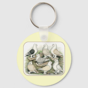 Classic Frill Pigeons Satinettes Key Ring