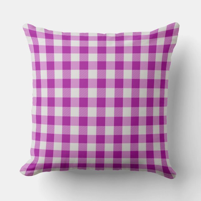 Classic Fuchsia Gigham Pattern Throw Pillow (Front)