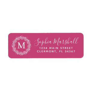 Classic Fuchsia Monogram Return Address Label
